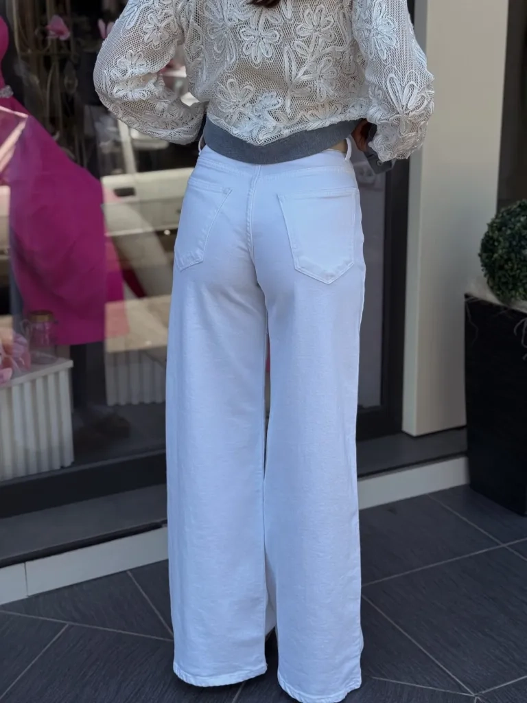 Farmerice bele visokog struka Exact-palazo