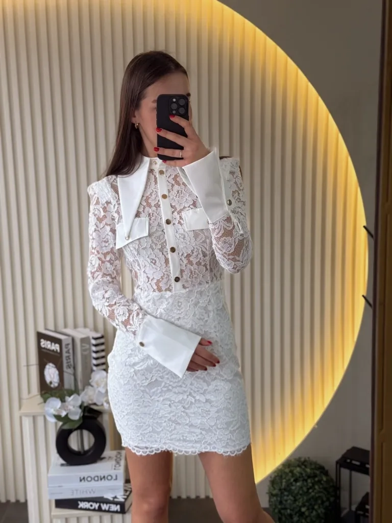 Haljina bela čipkana EVK74458