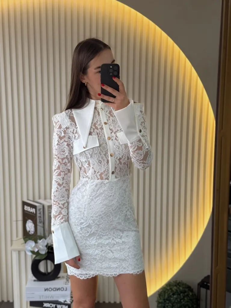 Haljina bela čipkana EVK74458