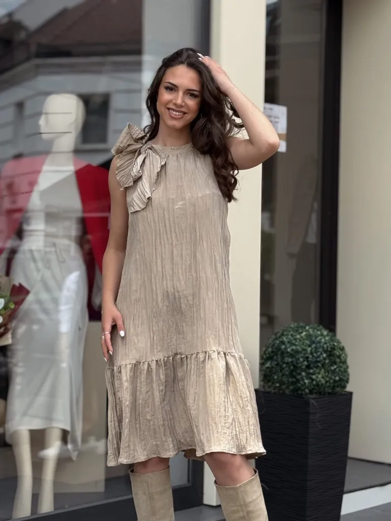 Haljina bež lepršava VB4682512