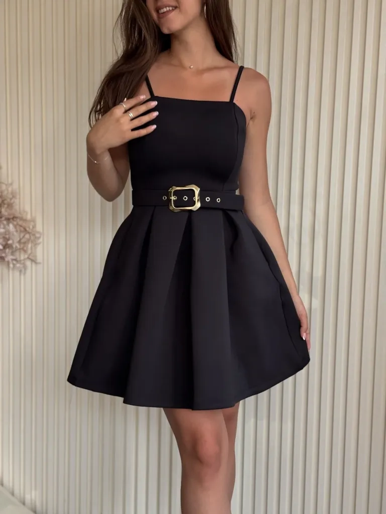 Haljina crna bretela EVK73906