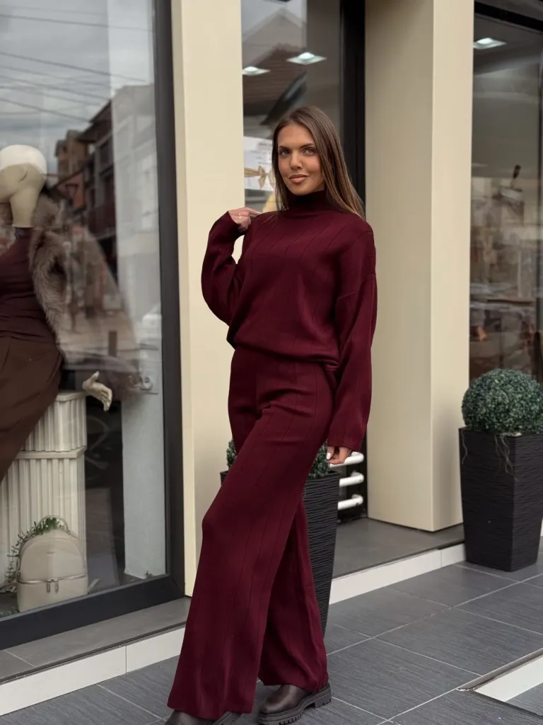 Komplet bordo pleteni Nox-1028 | Ženska odeća | Kompleti