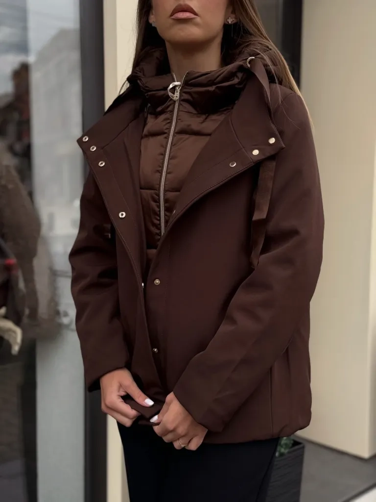 Jakna braon ravnog kroja GEKT4461-1